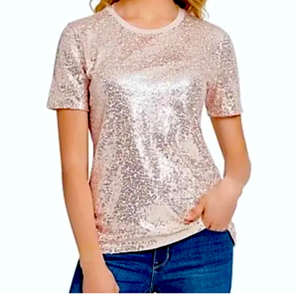 Pink Sequin DKNY Top | Size XL